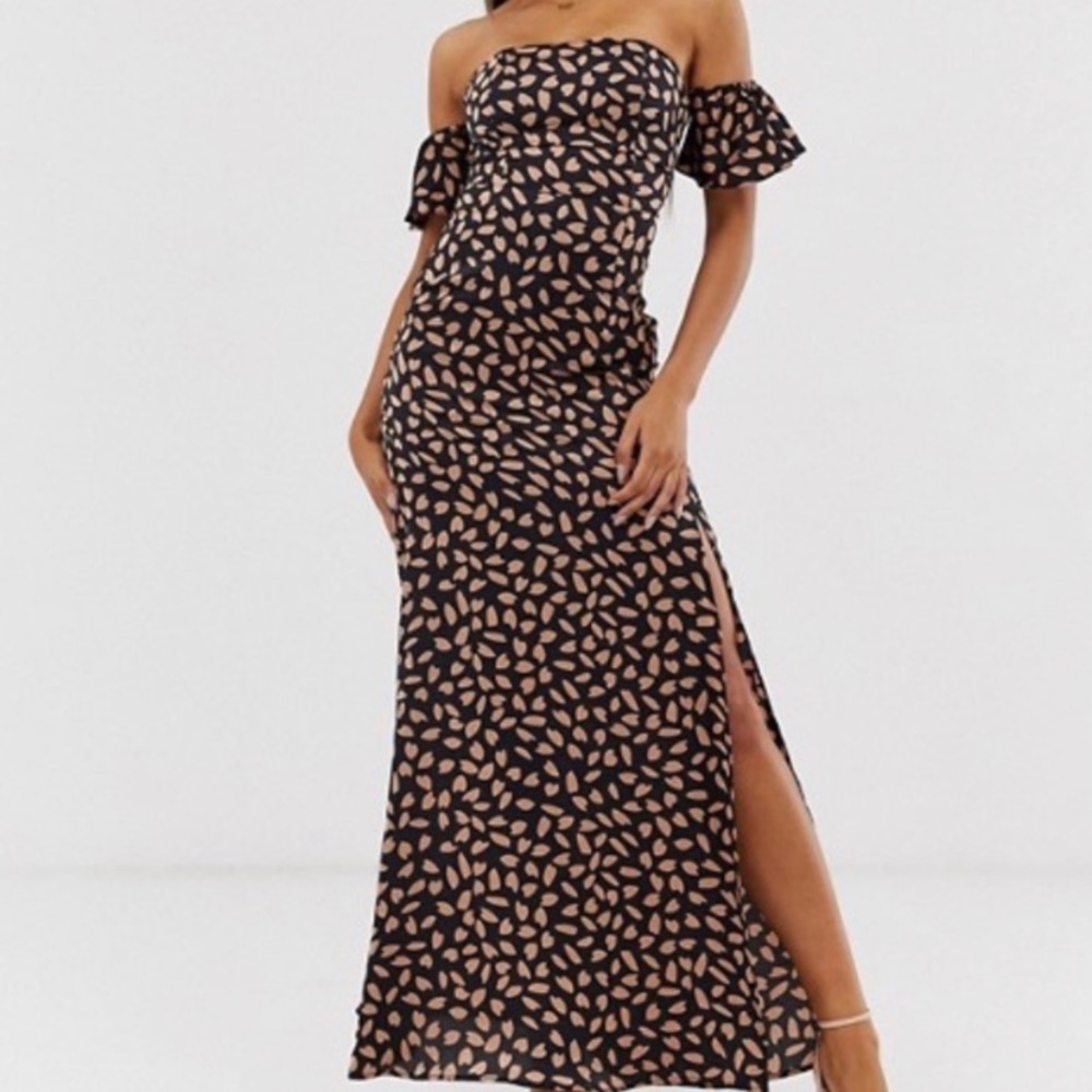 ASOS Koco&K off shoulder maxi dress split size 16 - Picture 1 of 8